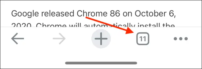 Toque el botón de pestañas en Chrome