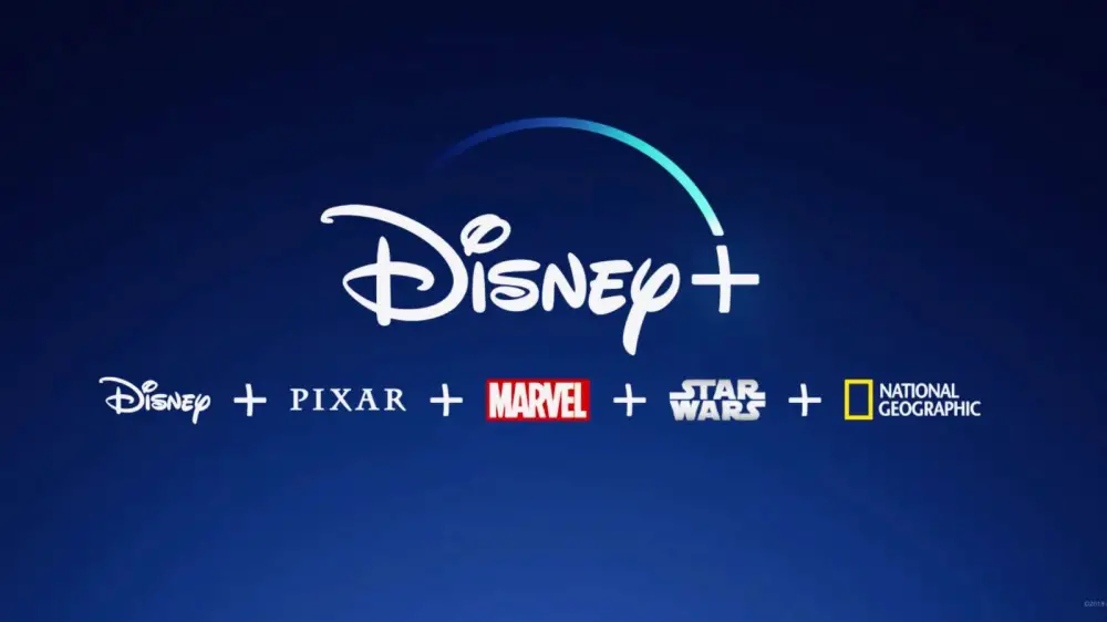 Disney + Publicidad en degradado azul.